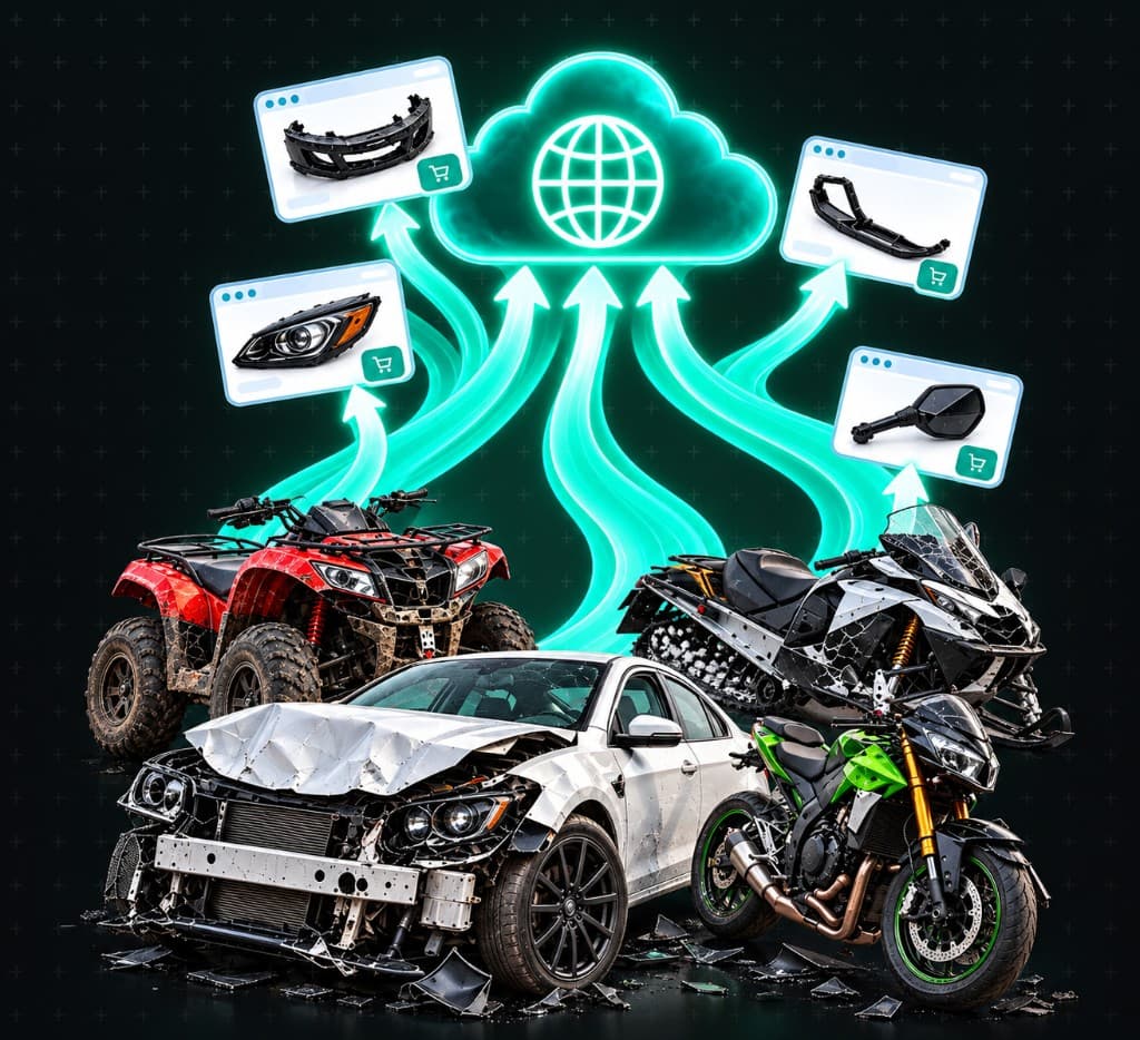 Véhicules accidentés dont les pièces montent vers la vitrine piecesusagees.ca